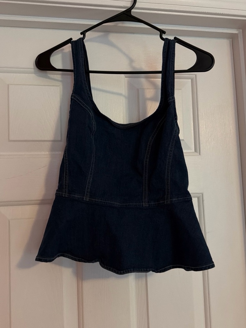 NVLT Dark Blue Denim Peplum Crop Top